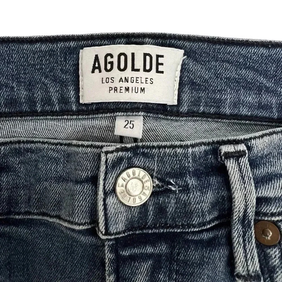 Agolde Sophie Cropped Jeans Skinny Distressed In Spell Blue Denim Size 25 - Picture 5 of 7